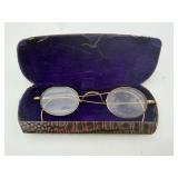 Antique Gold Frame Eyeglasses in Case