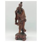 Hand-Carved Wooden Oriental Figurine
