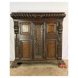 Carved Oak Cupboard-9576