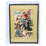 Antique Framed Japanese Woodblock Print