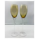 Two Vintage Champagne Flutes