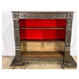 Antique Carved Open Bookcase-9672