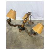 Carved Wood 3-Light Chandelier-7308