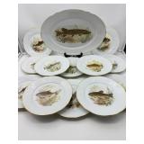 13 Pcs Limoges Fish Motif Set-9533