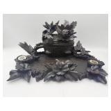 Antique Carved Inkwell Set-9634
