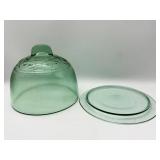 Green Glass Cheese Keeper