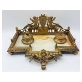 Ormolu Inkwell With Onyx Base-9635