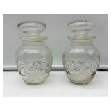2 Cut Glass Lidded Jars
