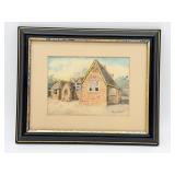 Framed Picture of Stone Building Signed