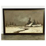 Signed Winter Landscape Oil-10653