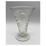 Cut Glass Floral Etched Vase