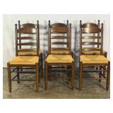 Set 6 Antique Ladder Back Chairs-10638