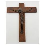 Wooden Wall Crucifix with Metal Corpus