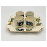 Crown Ducal Floral Egg Cup Set with Tray