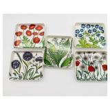 5 Vintage Italian Floral Melamine Snack Trays