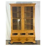 Vintage Glass Front Pine Hutch-10495
