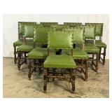 10 Green Leather Upholstered Chairs-10504