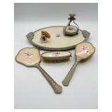 Decorative Vanity Set with Floral Motif