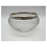 Cut Glass Bowl with Silver Plated Rim