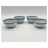 4 Blue and White Rice Bowls