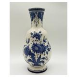 Delft Blue Floral Hand-Painted Vase-9017