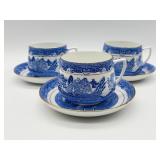 3 Blue Willow Pattern Tea Trio Set