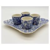 Burleigh Blue Calico Tray and Egg Cup Set