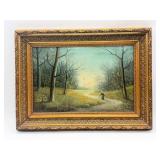 Antique Landscape Oil on Canvas-10226