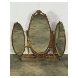 Ornate Gilt Triptych Tabletop Mirror