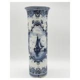 Hand-Painted Delft Blue Ceramic Vase-9426