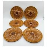Six Glazed Oyster Plates-10687