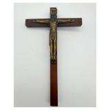 Brass and Wood Wall Crucifix