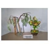 Metal Tulips & Glass Leaf Tree