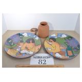 Interesting Stoneware Plate Set