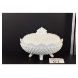 Vintage Fenton Milk White Nobnail Candy Box