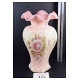 Fenton Latttice on Burmese Fluted Vase