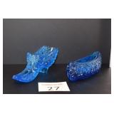 Fenton Blue Daisy & Button Slipper & Ashtray