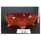 Fenton Orange Daisy & Button Dish