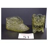 Green Glass Votive & Boot