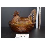 Glass Amber Nesting Hen