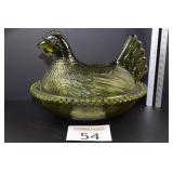 Glass Green Nesting Hen