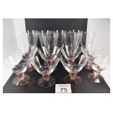 (8) Pink Footed Glasses & (8) Sherbet Glasses