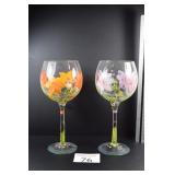 (2) Decorated Wine Glasses