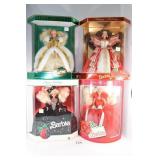 (4) Holiday Barbies