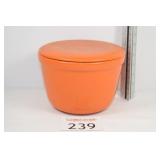 Vintage Glass Orange Crock w/ Lid