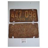 1940 & 1942 Illinois State License Plate