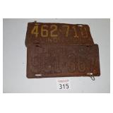 (2) 1935 Illinois State License Plate