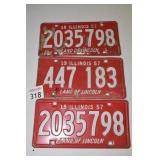 (2) 1957 Illinois State License Plate