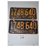 (2) 1942 Illinois State License Plate