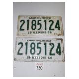 (2) 1956 Illinois State License Plate